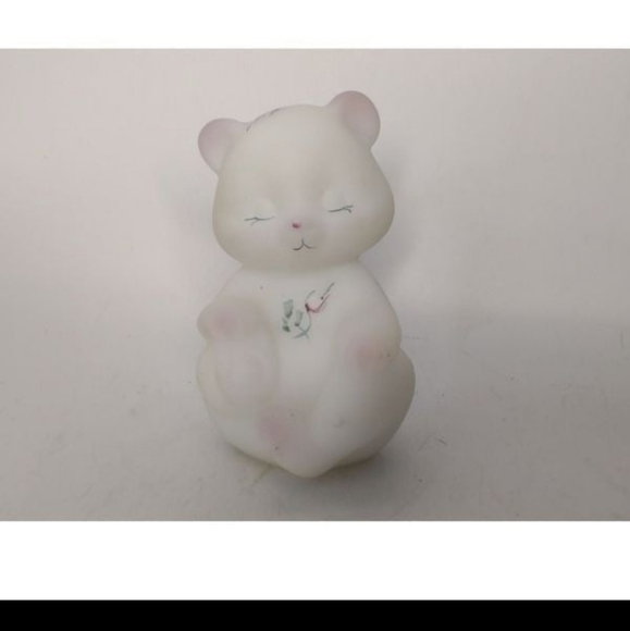 Vintage Fenton hand painted satin glass bear figurine, signed - Picture 1 of 10